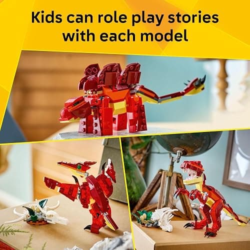 LEGO Creator 3 in 1 Fierce Dinosaur Building Toy for Boys & Girls, Ages 8+ - Gift for Birthdays - Kids Build 1 of 3 Prehistoric Animal Figures - 31379 thumbnail 3