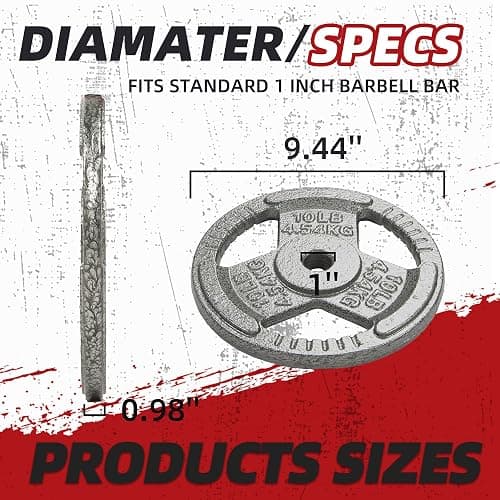Cast Iron 1-Inch Standard Weight Plate for Strength Training & Weightlifting, Multiple Weights Available thumbnail 2