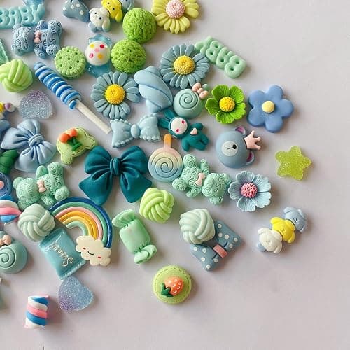 FULUSODO 60pcs Blue Bulk Mixed Resin Cute Set Ornament Scrapbooking thumbnail 2