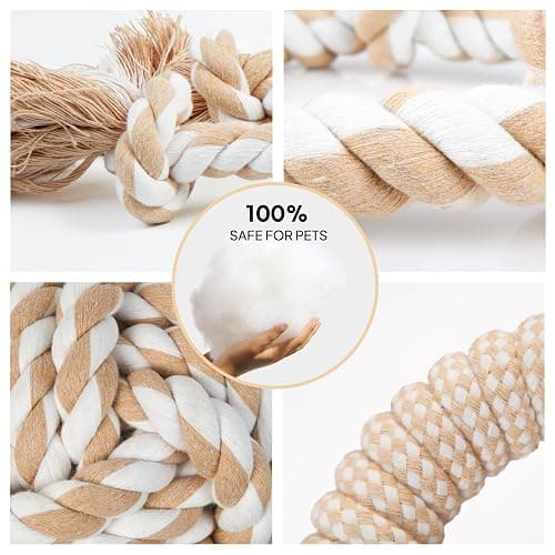 PetiFine Chew Toys for Dogs 4 Pack, Dog Rope Toy for Aggressive Chewers, Interactive Rope Ball Natural Cotton, Dog Tug of War Toy for Teeth Cleaning thumbnail 2