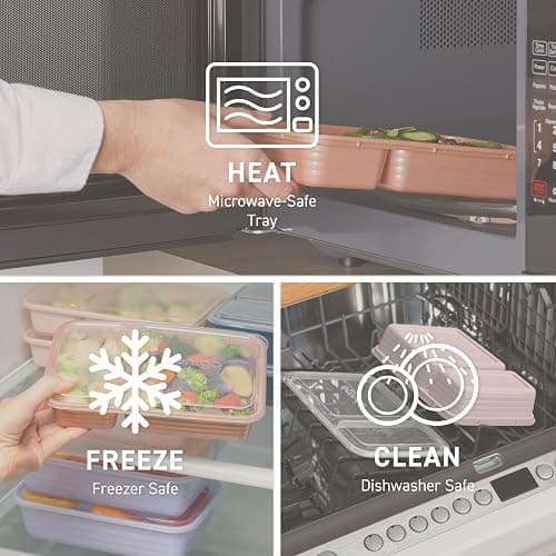 Bentgo 20-Piece Lightweight, Durable, Reusable BPA-Free 2-Compartment Containers - Microwave, Freezer, Dishwasher Safe - Whisper Gray thumbnail 6