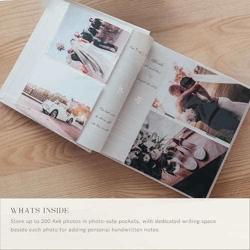 Elegant Linen Photo Album - 200 Acid-Free Pockets for 4x6 Pics - Perfect for Weddings & Gifts thumbnail 5