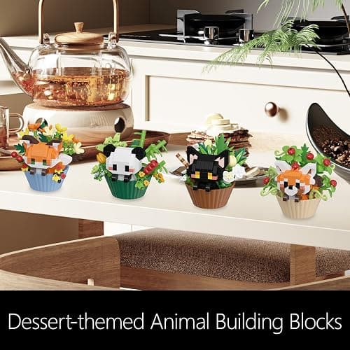 WHIZGO Flower Red Panda Mini Building Blocks for Kids-239PCS, Micro Animal Building Set, Miniature Red Panda Figurine Toys for Adults Women,Birthday Party Favors Stocking Stuffers thumbnail 6