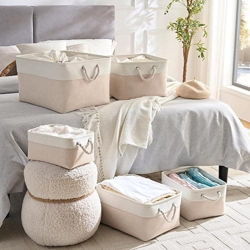 Mangata Small Storage Box, Thickened Fabric Storage Basket with Handles for Shelves Toy (S, 1 Pack) thumbnail 7