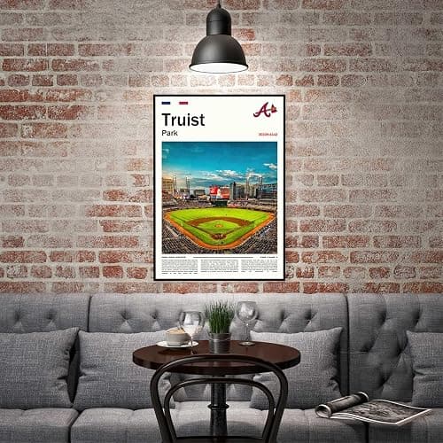 TruistPark Stadium Poster (L17 xW11 Wrapped Canvas) Atlanta Bay Ballpark Wall Art Print, Braves Retro Retro Sports Poster, Gift for Baseball Fans Supporters thumbnail 7