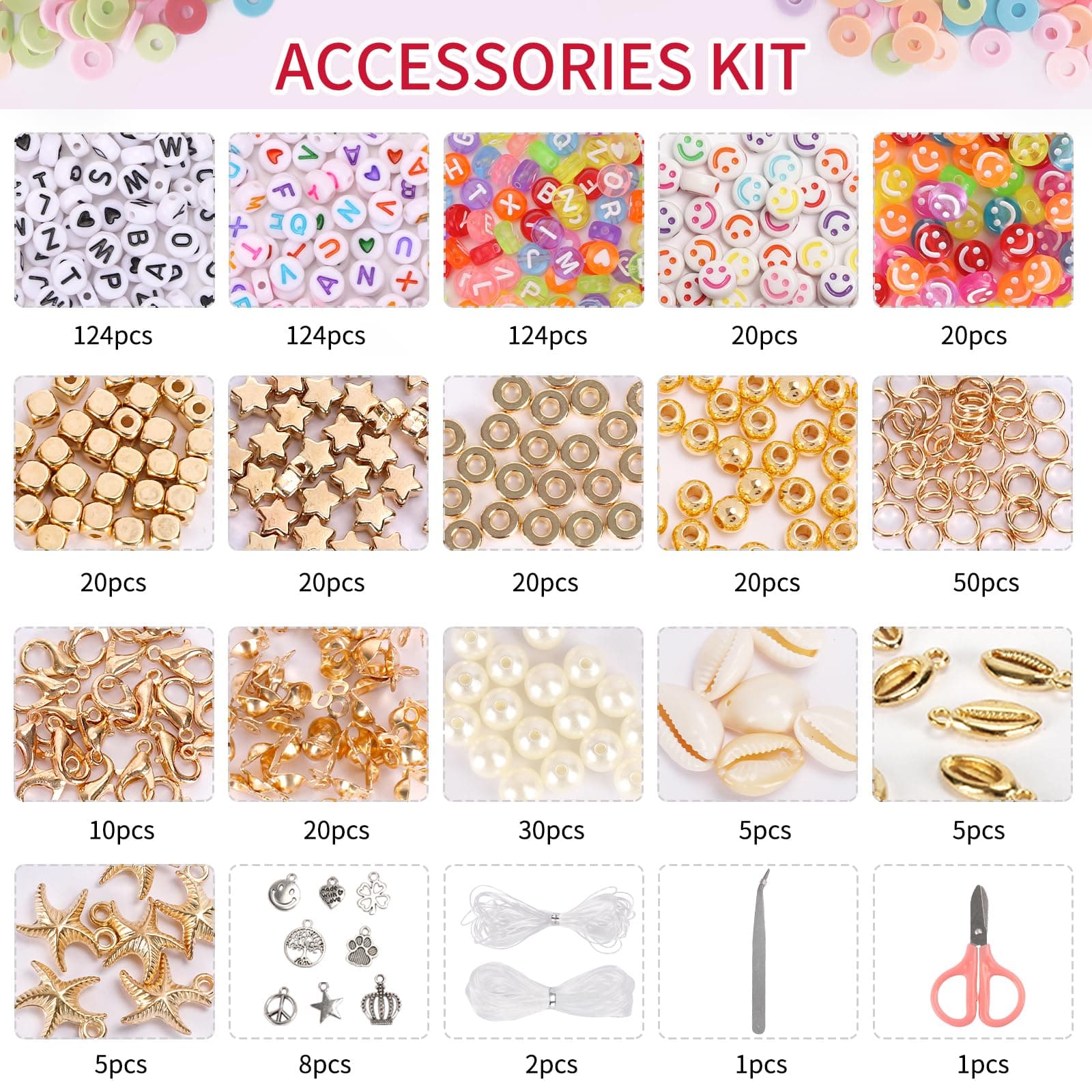 QUEFE 15000pcs, 144 Colors Clay Beads, Charm Bracelet Making kit for Girls 8-12, Polymer Heishi Beads for Jewelry, for Crafts thumbnail 7