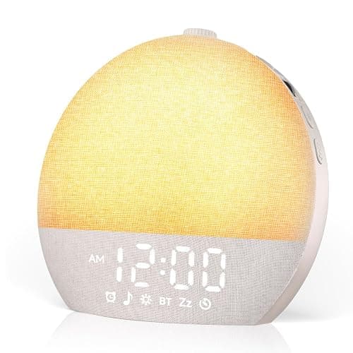 Geuuap Sunrise Alarm Clock White Noise Sound Machine for Bedroom | Natural Wake-Up Light with 30 Soothing Sleep Aids, Bluetooth Speaker, Dimmable Clock, Screen-Free Design for Baby Adults Kids-Khaki - Image 1