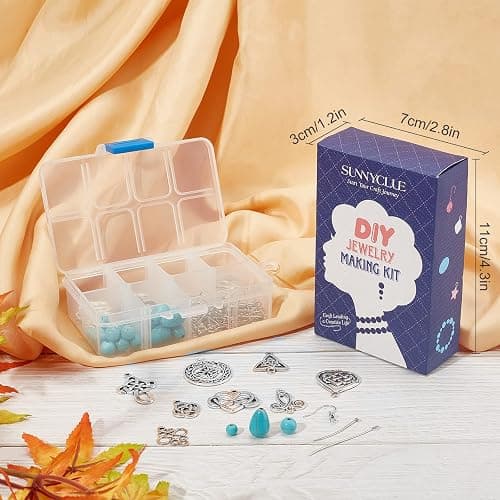 SUNNYCLUE 1 Box DIY Make 10 Pairs Trinity Knot Earring Making Starter Kit Tibetan Style Celtic Knot Links Charms Heart Pendant Turquoise Beads Findings for Women Adults DIY Earring Jewellery Making thumbnail 3