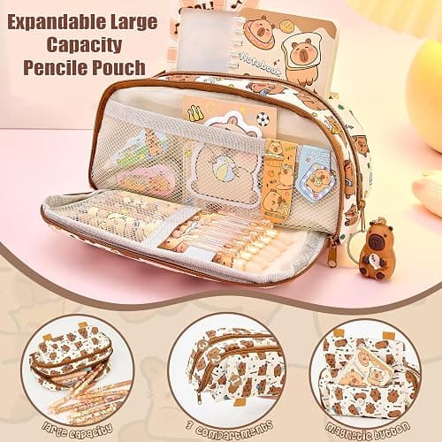 Zadoreck Cute Capybara Stationery Gift Set for Kids,30 Piece Animal Theme School Supplies Kit with Pencil Case,Notebook & Stickers,Practical and Fun for Birthday,Easter& Festivals Gift Girls Boys thumbnail 5