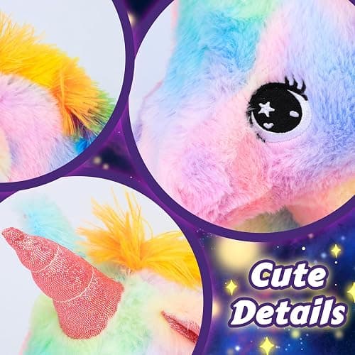 Easfan LED Unicorn Plush Light-up Stuffed Animal with Colorful Night Lights Glow in The Dark Birthday Festival for Kids Toddlers Girls Rainbow,10” thumbnail 7