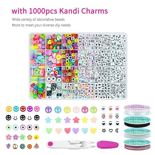 5 Boxes Bracelet Making Kit Pony Beads, 96 Colors 6x9mm 3500Pcs Kandi Rave Beads for Bracelets Friendship Plastic Bead with 800Pcs Letter Bead Arts and Crafts for Kids Adults Keychain Jewelry Making thumbnail 7