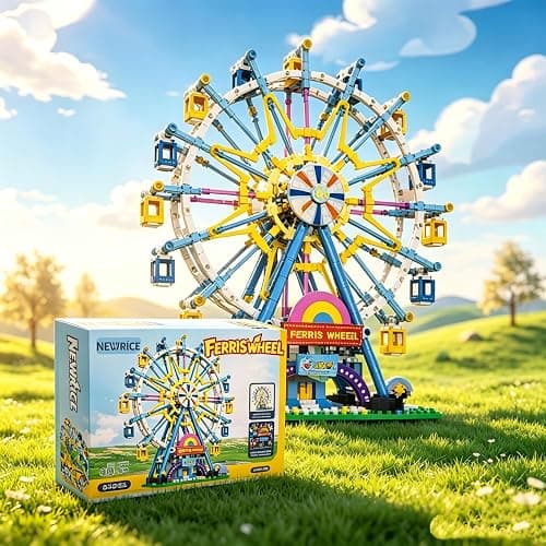 NEWRICE Rotating Ferris Wheel Building Blocks Kit,with Lights Amusement Park Building Construction Toys Set for 6+ Year Boys.Girls.Adult(870 Pieces) thumbnail 2