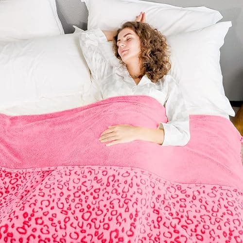 Y2K Pink Girly Room Decor Blanket - Soft Plush Leopard Throw for Women & Girls, Cozy Fleece Small Blanket for Couch Bed, Birthday, Mother’s Day & Easter Gifts thumbnail 5
