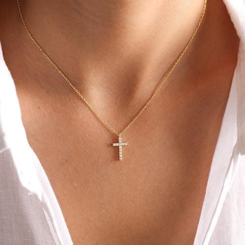 Fesciory Cross Necklace for Women, 14K Gold Plated Cross Pendant Dainty Layered Chain Necklace Jewelry Gifts thumbnail 2