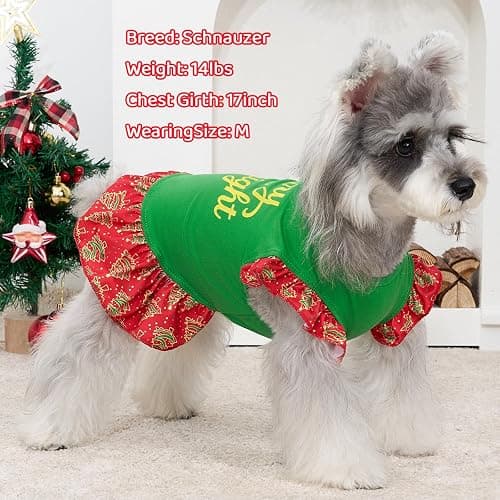 XPUDAC 4 Pack Christmas Dog Dress Plaid Puppy Clothes for Small Dogs Girl Cute Pet Outfit Doggy Apparel Cat Holiday Party Costume, Red, Green, M thumbnail 4