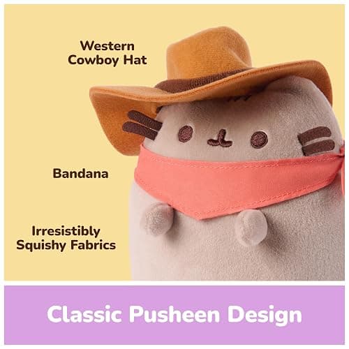 GUND Pusheen Cowboy Squisheen 6-Inch Squishy Plush Toy; Ages 8+ | Promotes Exciting Character Roleplay, Early Sensory Discovery, and Creative Storytelling; Soft, Comforting, Collectible Plush thumbnail 5