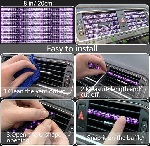 NBTEPEM 27 PCs Purple Violet Bling Car Accessories Set for Women, Steering Wheel Covers Universal Fit 15 Inch, Bling License Plate Frame, Bling Phone Holder, Bling Car Coasters thumbnail 6