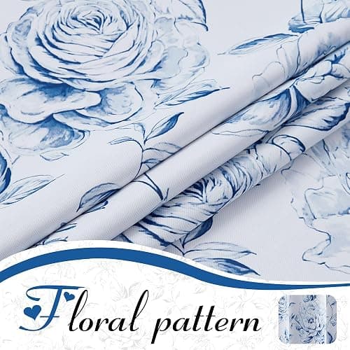 Beauoop Floral 100% Blackout Curtains for Bedroom Navy Blue 50x63 2 Panels | Rose Flower Patterned Room Darkening Drapes for Living Room 90 Inch Long Farmhouse Thermal Insulated Soundproof Grommet thumbnail 7