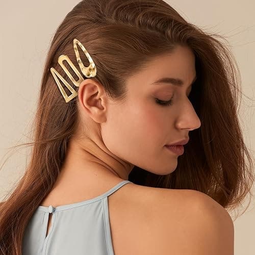 CWJCYTNSN 8 PCS Gold Hair Clips for Women, Metal Hair Barrettes, Small Hair Clips, Sweet Cute Snap Clips for Hair Styling thumbnail 3