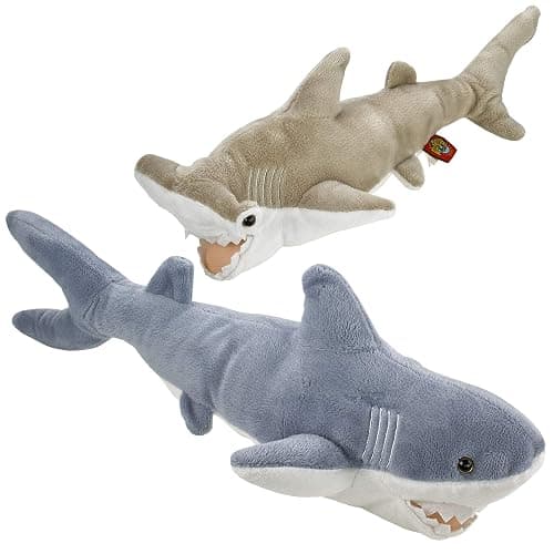 Bedwina Stuffed Animal Sharks - Pack of 2 Large, 14 inch Mako & 13 inch Hammerhead Plush Shark Toys, Stuff Animals Toy, for Baby Toddlers & Kids thumbnail 9