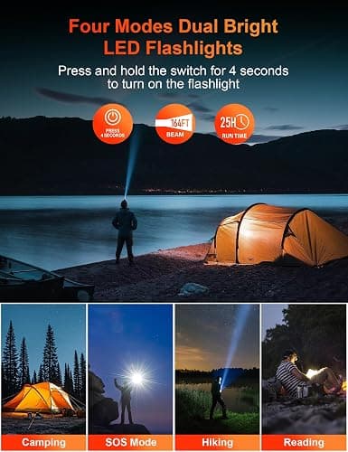 SOXONO Solar Charger Power Bank, PD 20W Fast Charging External Batter, 40000mAh Portable Phone Charger Built in 4 Cables with Dual Bright Flashlights for Camping, Hiking, and Outdoor Use thumbnail 6