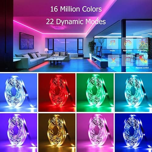 KEELIXIN LED Lights Music Sync RGB LED Strip Lights with APP & Remote Control thumbnail 2