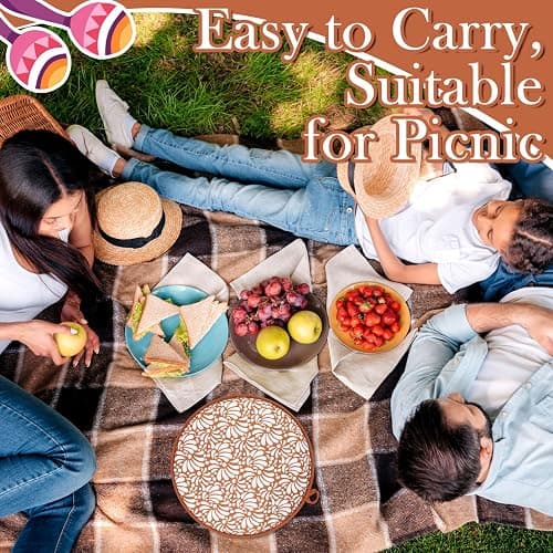 Honeydak 2 Pcs 10 Inch Tortilla Warmer Pouch, Mexican Talavera Pottery Terracotta Pattern Microwavable Insulated Cloth Pouch for Tortillas, Tacos, Naan, and Pizza Rolls thumbnail 6