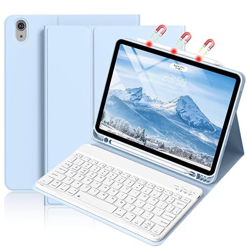 BQDIYOO Case for iPad Air 7th/6th 11-inch M3/M2 (2025/2024) & 10.9 inch Air 5th 4th Gen with Keyboard 2022 2020, Detachable Wireless Keyboard Cover with Pencil Holder, Auto Sleep/Wake, Blue - Image 1