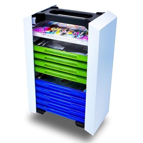 ADZ Game Storage Tower – Universal Video Game Storage – Stores 12 Game or Blu-Ray Disks – Game Holder Rack for PS4, PS5, Xbox One, Xbox Series X/S, Nintendo Switch Games and Blu-Ray Discs (White) thumbnail 5
