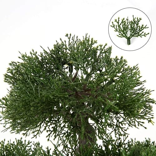 Artificial Bonsai Tree Juniper Faux Plants Indoor Small Fake Plants Decor with Ceramic Pots for Home Table Office Desk Bathroom Shelf Bedroom Living Room Farmhouse Decorations - 14" Pine thumbnail 6