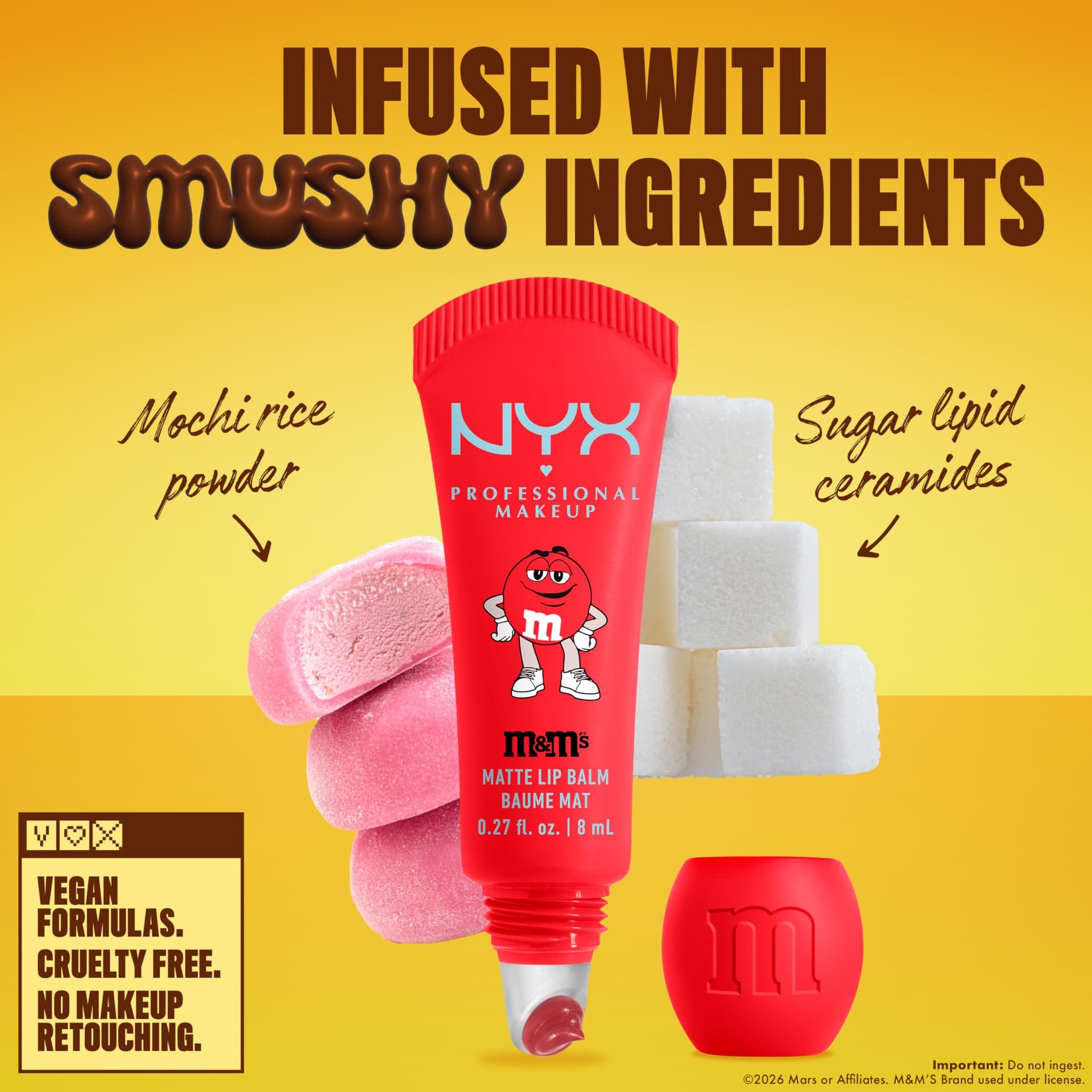 NYX Professional Makeup M&M'S Smushy Surprize Matte Lip Balm Blind Bag, 7 Collectible Limited Edition Matte Shades, Soft-Focus Hydrating Lip Balm thumbnail 6