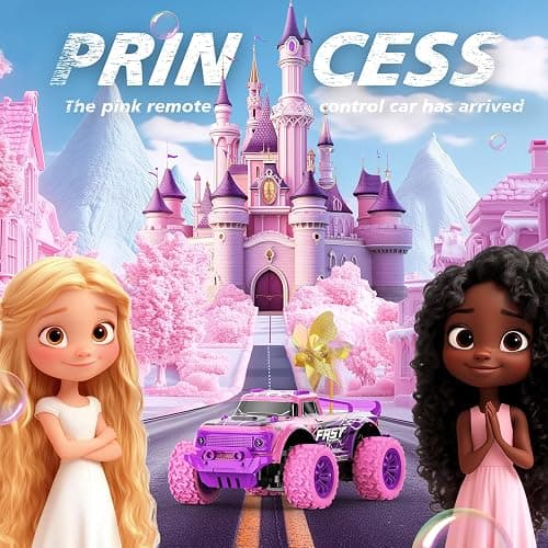 iDrone Remote Control Car for Girls: 1:20 Scale Pink Purple Rc Truck with LED Light and DIY Windmills - 20Km/h All Terrain Fast RC Cars, 2.4GHz Monster Truck Toys for Kids Gift thumbnail 7