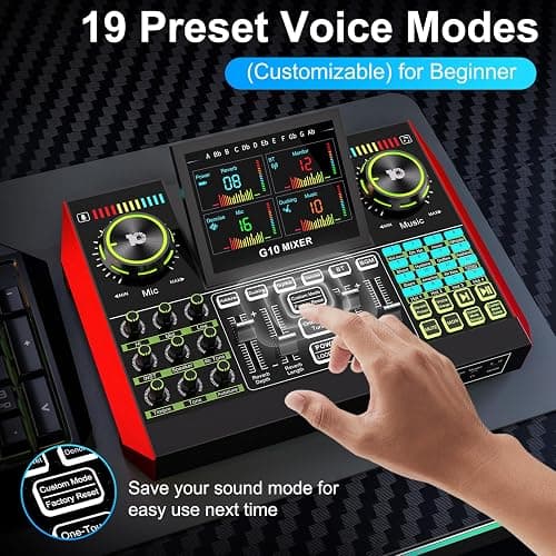 Podcast Equipment Bundle with 3.5mm Condenser Microphone for Pc/Phone Live Streaming Singing Gaming, Podcast Microphone Bundle with Live Sound Board Audio Mixer Denoise,DJ Sets thumbnail 9