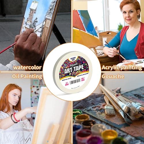 TSSART White Art Tape Medium Tack - Masking Artists Tape for Drafting Art Watercolor Painting Canvas Framing - Acid Free 1/2Inch/ 0.5inch Wide 180FT Long thumbnail 7