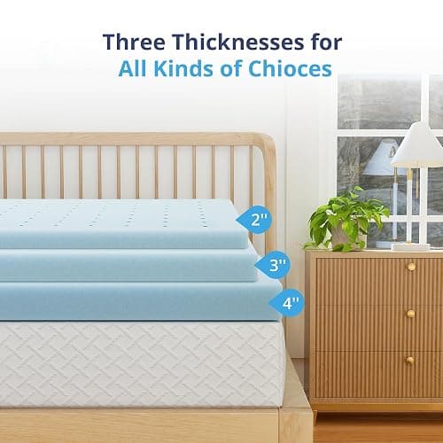 EGOHOME 2 Inch Twin XL Memory Foam Mattress Topper, Cooling Gel Infused & Pressure Relieving Pad in a Box, Dorm Room Essentials, CertiPUR Certified, Blue thumbnail 5