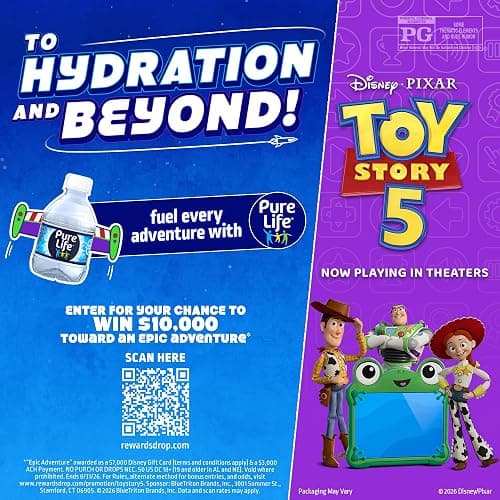 Pure Life Purified Bottled Water, 24 Pack - Still Drinking Water Enhanced with Minerals for a Crisp Taste - 8 Fl Oz - Toy Story 5 Packaging Graphics thumbnail 4