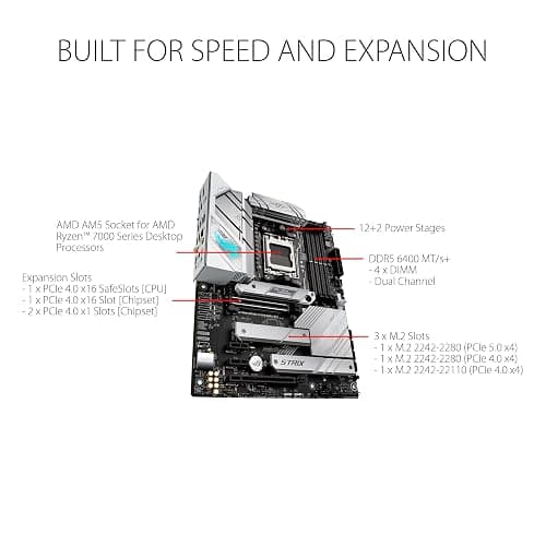 ASUS ROG Strix B650-A Gaming WiFi AMD B650 AM5 Ryzen™ Desktop 9000 8000 & 7000 ATX motherboard, 12 + 2 power stages, DDR5, 3x M.2 slot, PCIe® 4.0, 2.5G LAN, WiFi 6E, USB 3.2 Gen 2x2 Type-C®, Aura Sync thumbnail 2