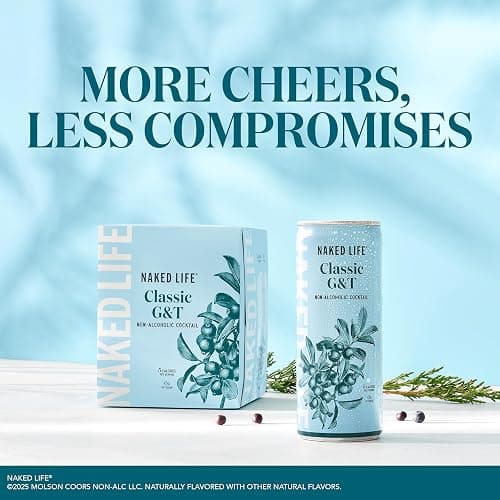 Naked Life Non-Alcoholic Drinks, Classic G&T, Zero Sugar, Award-Winning Alcohol-Free Cocktail, Low Calorie 4 pack, 8.4 fl oz cans thumbnail 3