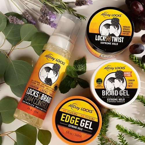 AllDay Locks Braid Gel (Bucket) | Extreme Hold, High Shine | Frizz & Flake-Free Edge Control | Tea Tree, Lavender, Peppermint Oil | Slick & Style Braids, Locks, Twists, Cornrows | 64 oz thumbnail 6