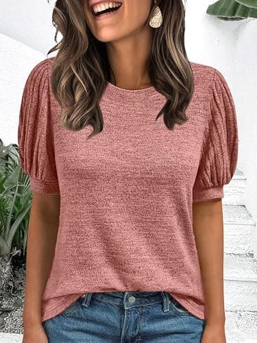 AUTOMET Womens Summer Short Sleeve Sweater Dressy Business Casual Blouses 2026 thumbnail 6