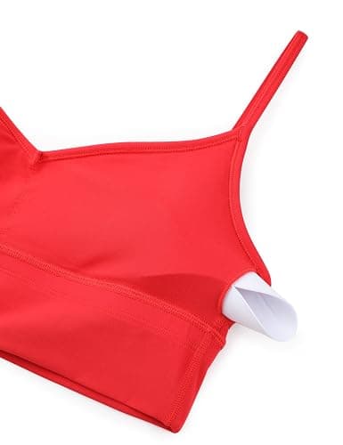 CRZ YOGA Womens Butterluxe Sweetheart Longline Sports Bra - V Neck Adjustable Thin Strap Yoga Camisole Padded Crop Top thumbnail 5