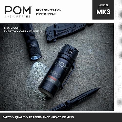 POM MK3 Pepper Spray, Belt Clip Model, Maximum Police Strength OC with UV Marking Dye, Quick Flip Top Safety, 360° Performance At Any Angle, Powerful Accurate Stream, 18 ft Range, 1.8 fl oz thumbnail 5