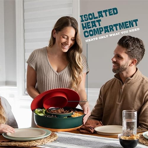 Taco Tuesday Kit - Taco Bar Serving Set for a Party - 30oz Heated Pot, 4 Taco Holders, & Detachable Lazy Susan Tray - Taco Night Fiesta – Unique Couple & Housewarming Gift Set Ideas thumbnail 4