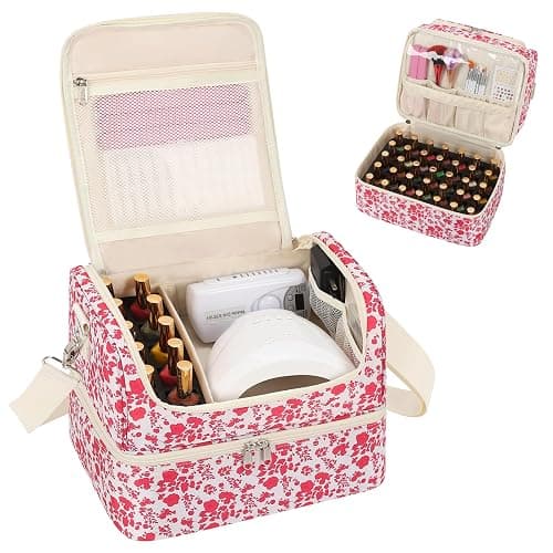 CUBETASTIC Nail Polish Organizer, Nail Supplies Storage Case Holds 45 Bottles Nail Polish & Nail Lamp, Travel Nail Tech Carrying Bag, Nail Kit Bag For Nail Stuff & Manicure Tools - Image 1
