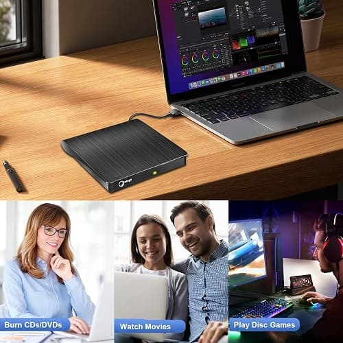 Gotega External DVD Drive, USB 3.0 Portable +/-RW, DVD Player for CD ROM Burner Compatible with Laptop Desktop PC Windows Linux OS Apple Mac Black thumbnail 7