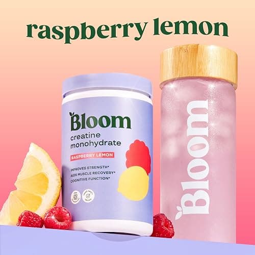 Bloom Nutrition Creatine Monohydrate Powder, Raspberry Lemon, 40 Servings | 5g Micronized Creatine, Pre or Post Workout Support, Gluten Free, Non GMO thumbnail 2