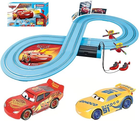 Carrera First Disney Cars Slot Car Race Track Set – Lightning McQueen | Battery-powered slot car track, Lightning McQueen toy for kids 3+, includes McQueen & Cruz, beginner-friendly, easy setup - Image 1