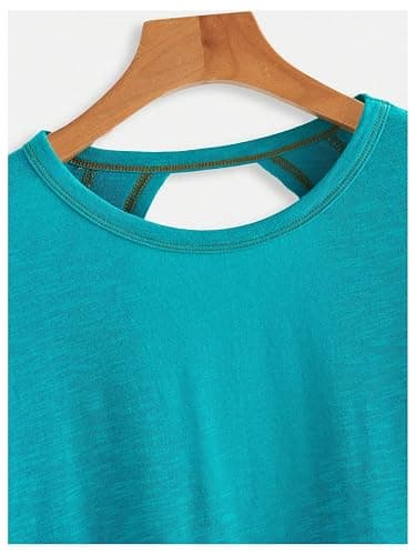 SOLY HUX Women Open Back Tops Workout Backless Tee Casual Athletic Shirts Short Sleeve Oversized Gym T Shirt thumbnail 3