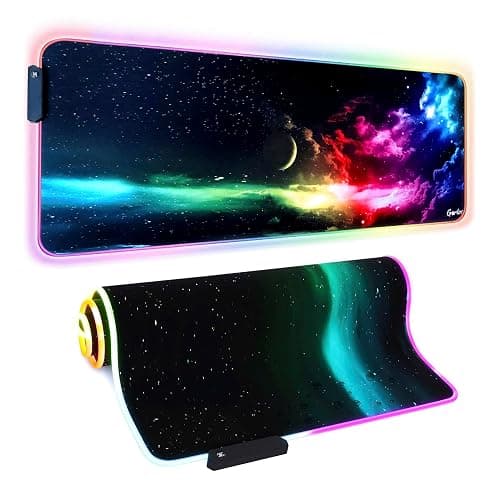Gerlos RGB Large Gaming Mouse Pad, Extended Soft LED Mouse Pad, Non-Slip Rubber Base, Water Resist Keyboard Pad, Computer Mousepad 31.5×11.8 inches - Image 1