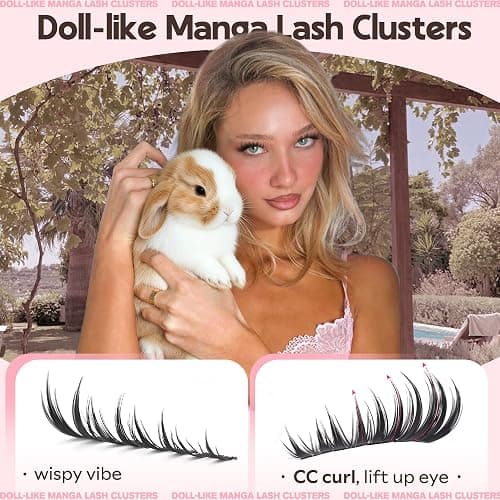 Goddvenus BUNNY Manga Lash Clusters Kit Natural Cluster Eyelash Extensions Wispy Fairy Eyelash Clusters Anime Individual Lash Extensions Kit C Curve False Eyelashes 10-16mm Pestañas Postizas Naturales thumbnail 6